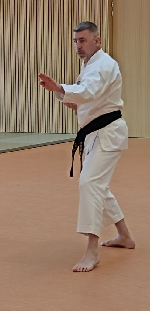 Jean-Paul BUCHERT, effectuant shuto uke.